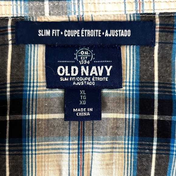 Old Navy Men's Size XL Button Down Long Sleeve Blue White Western Pearl Snaps - Picture 2 of 12